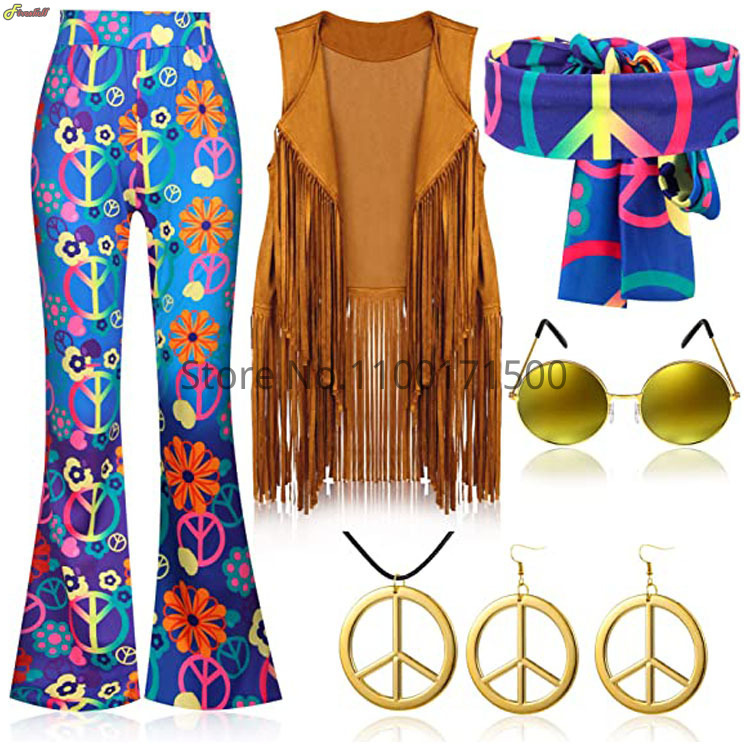 Women'S Accessories In The 70S - 2023 Halloween Hippie Kostüm Damen Set