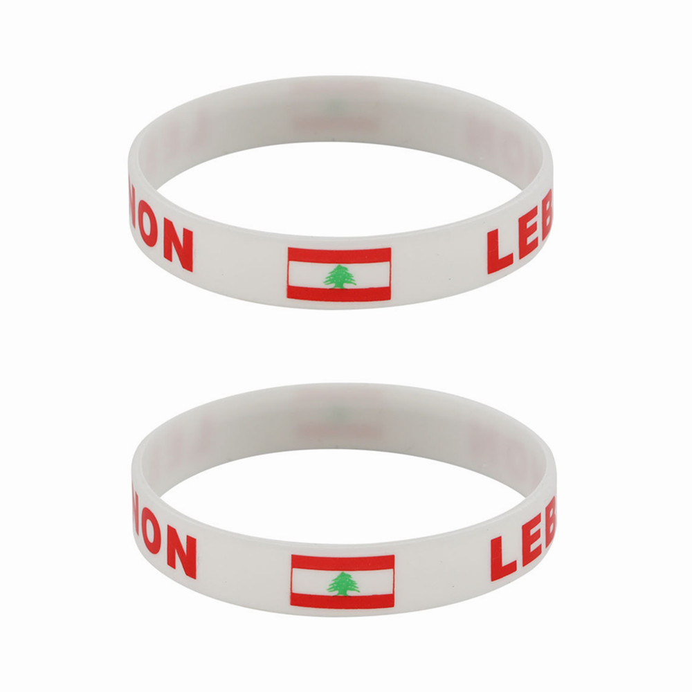 Women Accessories Lebanon - 2 Stück Libanon-Flagge, Silikon-Armbänder, Sportspiel-Armbänder, nationale