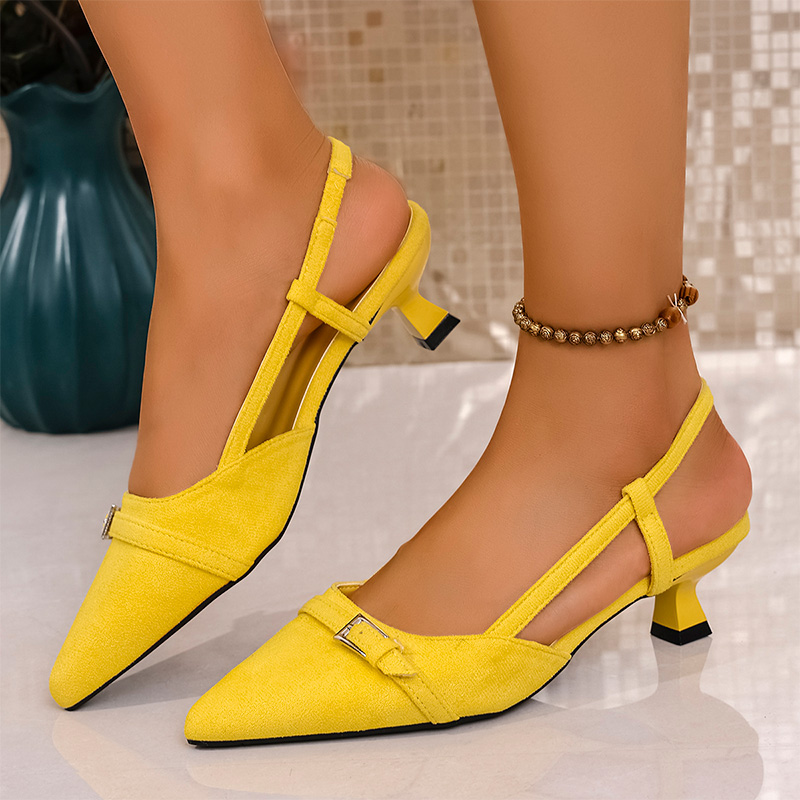 Women'S Accessories Trends 2025 - Modische gelbe High-Heels-Sandalen für Damen, Schnallen-Dekor,
