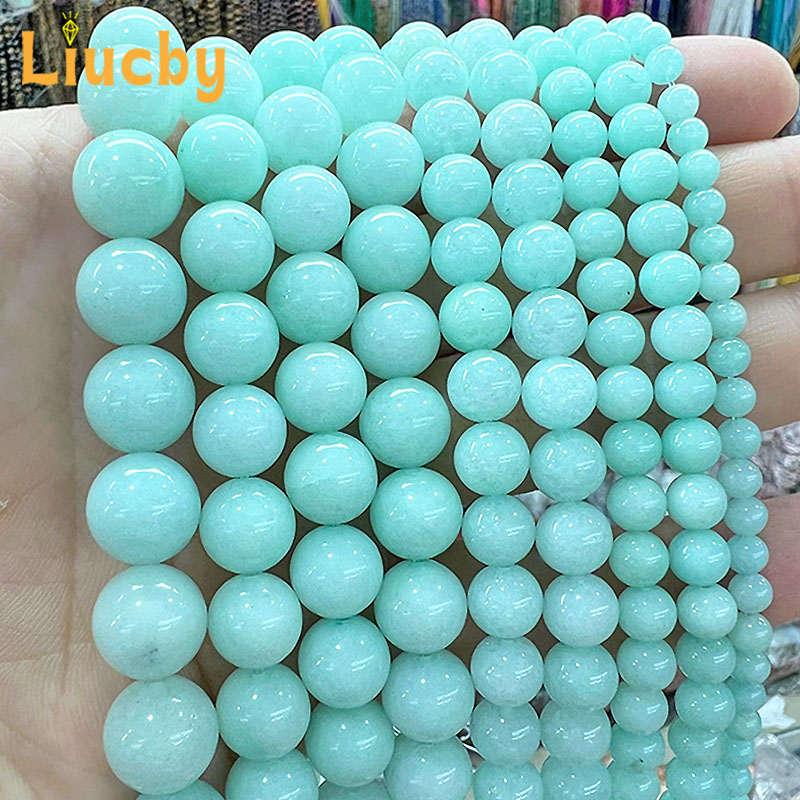 Women Accessories In Amazon - Naturstein grüner Amazon-Kristall Chalcedon-Jade-Perlen für die