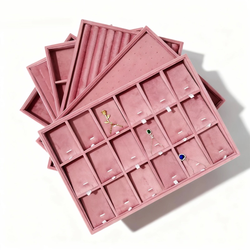 Women Accessories List - Samt-Schmuckorganizer-Einsätze für Schubladen, Schmuckaufbewahrungsfächer, Präsentationsbox, stapelbare