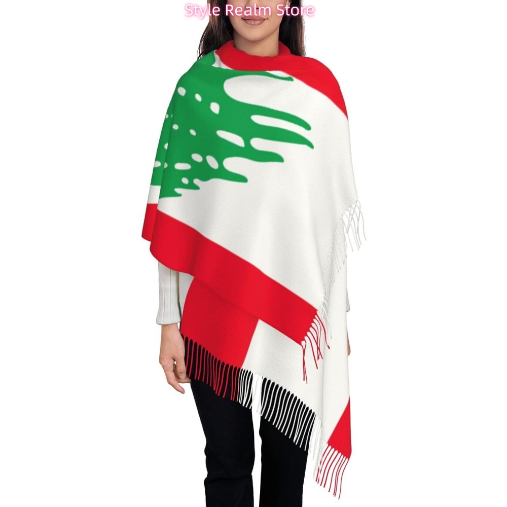 Women Accessories Lebanon - Polyester-Schal mit Flagge des Libanon-Aufdruck, atmungsaktives