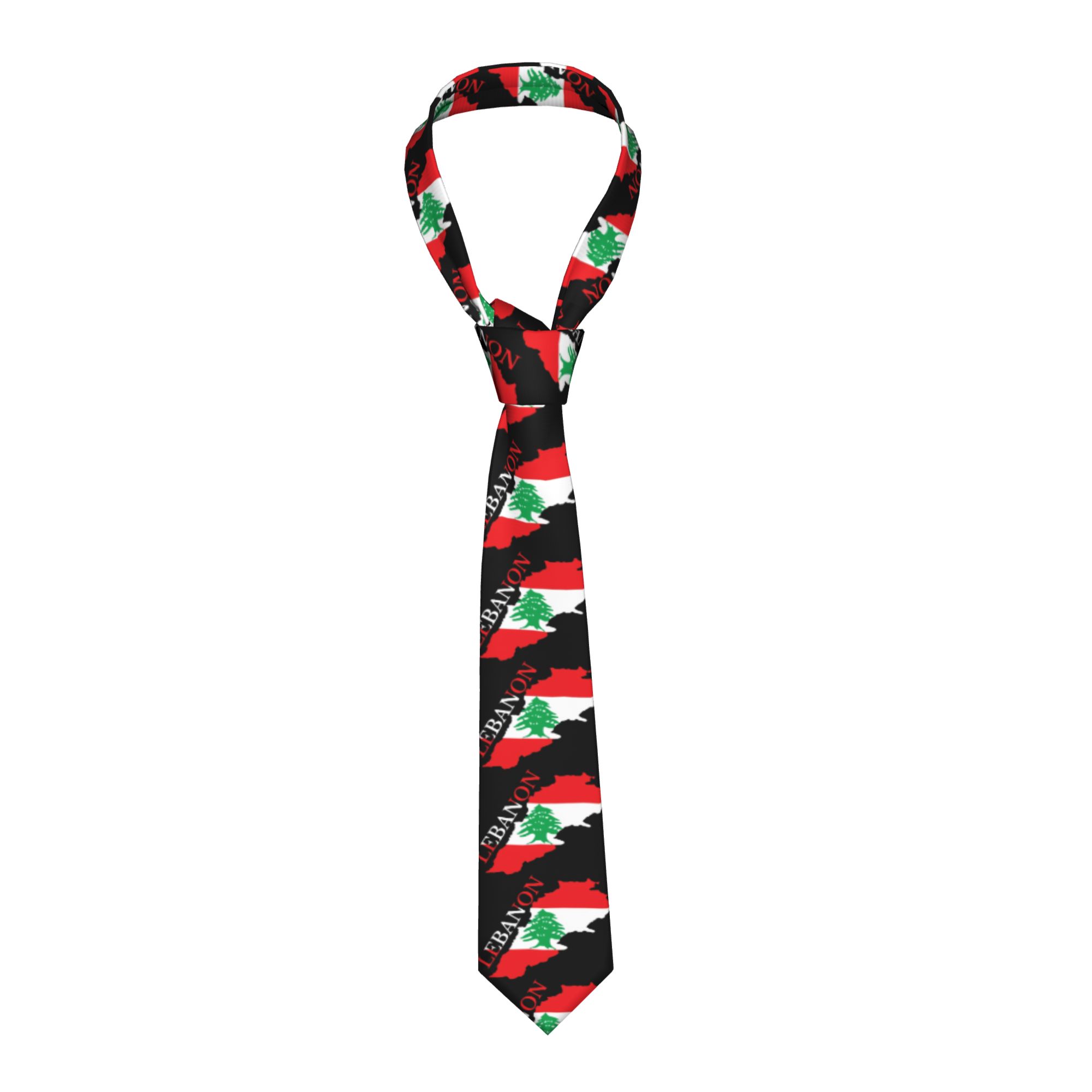 Women Accessories Lebanon - Krawatte mit Libanon-Flaggenkarte, Cosplay-Party-Krawatte für Männer