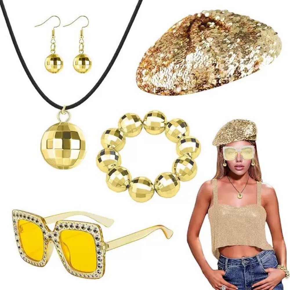 Women'S Accessories In The 70S - 70er-Jahre Disco-Accessoires für Damen Kostüm-Zubehör-Set Spiralarmband