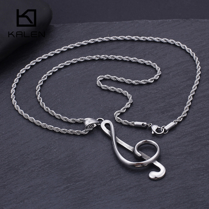 Women Accessories Bd - KALEN Edelstahl-Halskette mit Musiknoten-Anhänger für Männer
