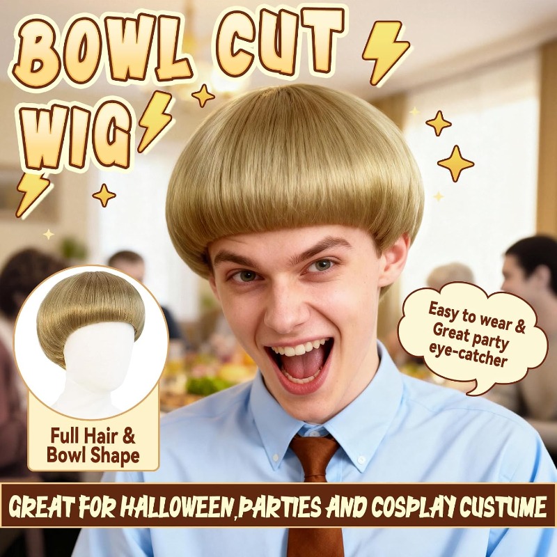 Kurze blonde Bowl-Cut-Perücke, – Women'S Accessories In The 70S Bewertung und Preis